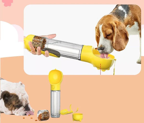 BOTELLA PORTATIL PARA MASCOTAS 4 EN 1