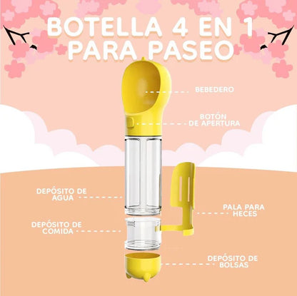 BOTELLA PORTATIL PARA MASCOTAS 4 EN 1