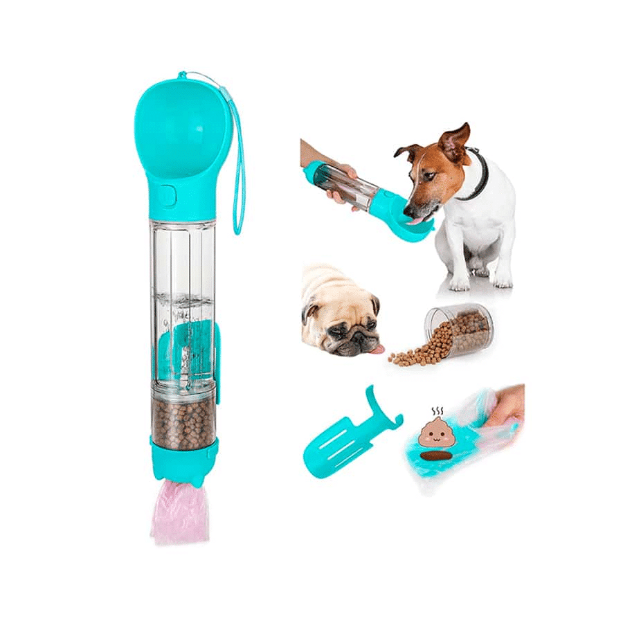 BOTELLA PORTATIL PARA MASCOTAS 4 EN 1
